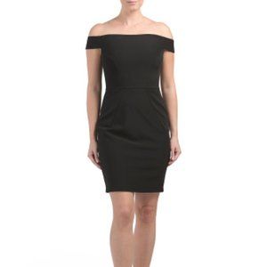 Adrianna Papell NWT Sexy Off Shoulder BLACK Cocktail Flattering Dress 🩷🥂